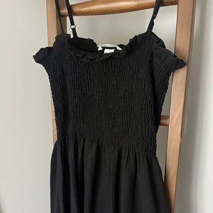 H&M Black Smocked Midi Dress